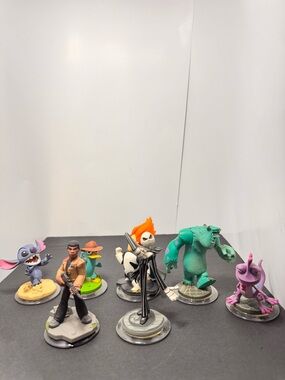 Disney Collectible Figures - Teal, Purple, Orange, Pink, Gray